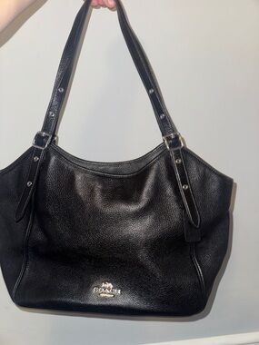 Coach Black Pebbled Leather Double-strap Shoulder Bag